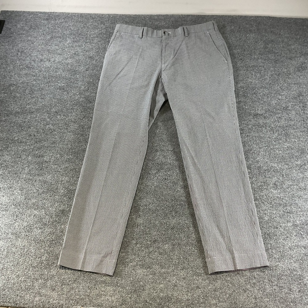 Brooks Brothers 1818 Milano Fit Trousers Mens 35x30 Navy White Houndstooth Pants